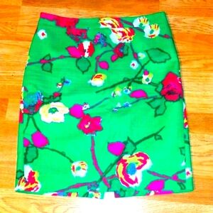 J.Crew Green Floral Skirt Size 6, 100% Cotton